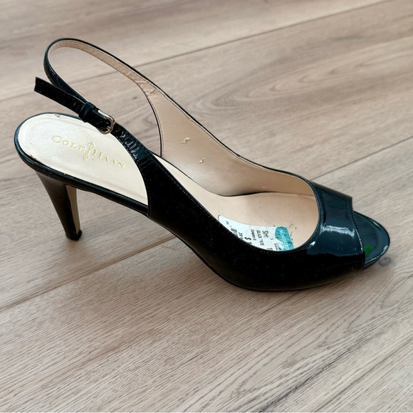Cole Haan Shoes - Cole Hahn Black Patent Leather Peep-Toe Heels Size 10